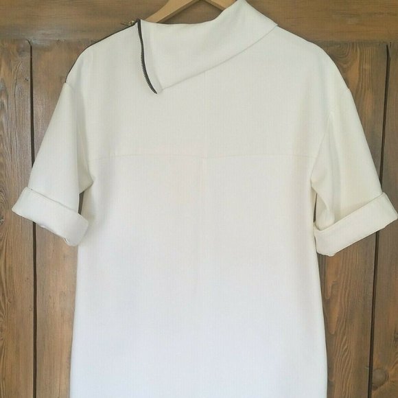 New Zara White Sheath Dress/Tunic Top with Black Accents - Picture 4 of 7